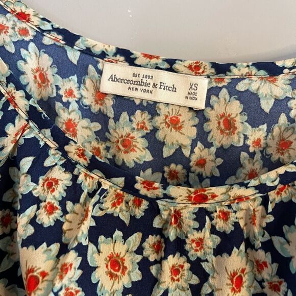 Abercrombie & Fitch Blue Floral Cold Shoulder Off the Shoulder Mini Dress | XS - Picture 5 of 7